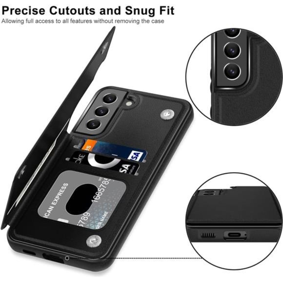 Galaxy S22 Case,Luxury Flip Folio Leather Wallet Case Cover with Card Slots - Picture 2 of 6